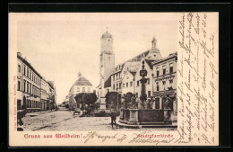 AK Weilheim, Brunnen Vor Der Stadtpfarrkirche  - Weilheim