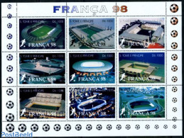Sao Tome/Principe 1997 World Cup Football France 9v M/s, Mint NH, Sport - Football - Sao Tome En Principe