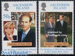 Ascension 1999 Edward & Sophie Wedding 2v, Mint NH, History - Kings & Queens (Royalty) - Familias Reales
