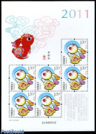China People’s Republic 2011 Year Of The Rabbit M/s, Mint NH, Nature - Various - Rabbits / Hares - New Year - Unused Stamps