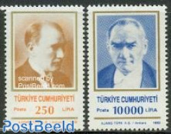 Türkiye 1992 Definitives, Ataturk 2v, Mint NH, History - Politicians - Other & Unclassified