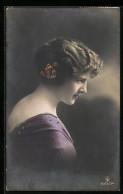 Foto-AK RPH SBW 6333 /34: Dame Mit Blümchen Im Haar  - Photographs