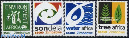 Zimbabwe 2004 Environment Protection 4v, Mint NH, Nature - Elephants - Environment - Giraffe - Water, Dams & Falls - Environment & Climate Protection