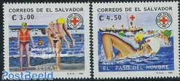 El Salvador 1992 Water Rescue Service 2v, Mint NH, Health - Sport - Transport - Red Cross - Swimming - Ships And Boats - Rode Kruis