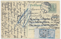 Ganzache Arnstadt 1911 Nach Menton Mit TAXE, Weiterleitung Gotha - Lettres & Documents