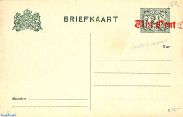 Netherlands 1920 Postcard Vijf Cent On 2.5c, Double Overprint, Unused Postal Stationary - Covers & Documents