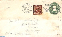 United States Of America 1900 Envelope 1c, Uprated To Germany, Used Postal Stationary - Lettres & Documents