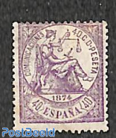 Spain 1874 40c Violet, Unused, Rep. Corner, With Attest, Unused (hinged) - Ongebruikt