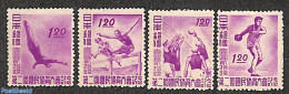 Japan 1947 Sport 4v, Unused (hinged), Sport - Athletics - Sport (other And Mixed) - Swimming - Volleyball - Nuevos