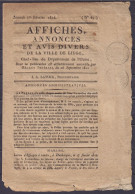 Affiches, Annonces Et Avis Divers De La Ville De LIEGE Datée 1e Février 1818 "timbré à L'extraordinaire" - 1815-1830 (Hollandse Tijd)