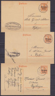 Lot De 3 EP CP Postkarte 7½pf Orange Surch. 8c (OC13) Càpt AVERNAS 1917 & 1918 Pour EGHEZEE - Cachet Censure "Ctr. MILIT - OC1/25 Gouvernement Général