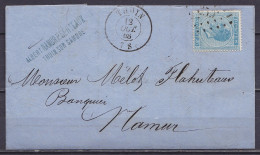 L. Affr.N°18 Lpts "359" Càd THUIN /13 OCT 1868 Pour NAMUR (au Dos: Càd Arrivée NAMUR) - 1865-1866 Perfil Izquierdo