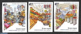 Israel 2016 Markets In Israël 3v, Imperforated, Mint NH, Health - Various - Food & Drink - Street Life - Teddy Bears .. - Unused Stamps (with Tabs)