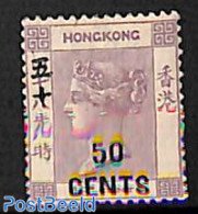 Hong Kong 1891 50 CENTS On 48c, Unused (hinged) - Ongebruikt