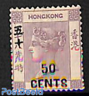 Hong Kong 1891 50 CENTS On 48c, Unused (hinged) - Ungebraucht