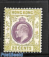 Hong Kong 1907 20c, Stamp Out Of Set, Unused (hinged) - Nuovi