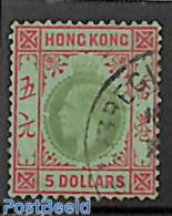 Hong Kong 1921 $5, WM Mult.Script-CA, Used, Used Stamps - Gebruikt