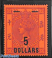 Hong Kong 1891 Stamp Duty, 5 Dollars On 10$, Unused (hinged) - Nuovi