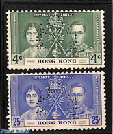 Hong Kong 1937 2 SPECIMEN Perfs Unused Without Gum, Unused (hinged) - Neufs