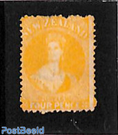 New Zealand 1864 4d, Yellow, WM Star, Unused Without Gum, Unused (hinged) - Neufs