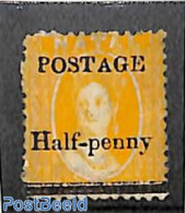 Natal 1877 Half-penny Overprint On 1d Yellow, Unused (hinged) - Natal (1857-1909)
