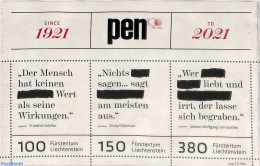 Liechtenstein 2021 PEN International S/s, Mint NH - Ongebruikt