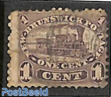 Canada 1860 New Brunswick, 1c, Brownviolet, Used, Used Stamps, Transport - Railways - Usados