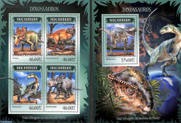 Mozambique 2014 Dinosaurs 2 S/s, Mint NH, Nature - Prehistoric Animals - Préhistoriques