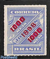 Brazil 1898 1000R On 700R, Blue, Stamp Out Of Set, Unused (hinged) - Ungebraucht