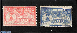 Brazil 1906 Panamerican Congress 2v, Unused (hinged), Various - Maps - Unused Stamps