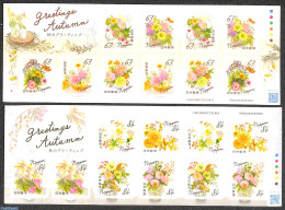 Japan 2021 Autumn Greetings 20v (2 M/s) S-a, Mint NH, Nature - Flowers & Plants - Ungebraucht