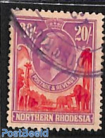 Rhodesia, North 1925 20sh, Fiscally Used, Used Stamps, Nature - Elephants - Giraffe - Northern Rhodesia (...-1963)