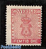 Sweden 1858 50 Ore, Coat Of Arms, Unused (hinged) - Nuovi