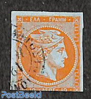 Greece 1861 10L, Paris Print, Used, Cut Bottom, Used Stamps - Gebruikt