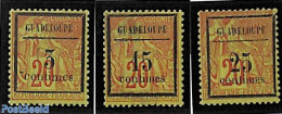 Guadeloupe 1889 Overprints 3v, Unused (hinged) - Nuovi