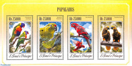 Sao Tome/Principe 2014 Parrots 4v M/s, Mint NH, Nature - Birds - Parrots - Sao Tomé Y Príncipe