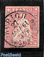 Switzerland 1854 15Rp, Munich Print, Used ZURICH , Used Stamps - Oblitérés