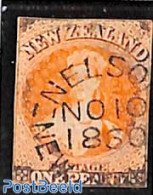 New Zealand 1858 1d Orangered, Used NELSON 1860, Used Stamps - Oblitérés