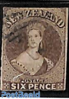 New Zealand 1862 6d, WM Star, Darkbrown, Used, Used Stamps - Usados