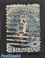 New Zealand 1871 6d, WM Star, Used, Used Stamps - Gebruikt