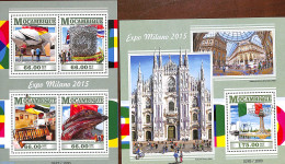 Mozambique 2015 Expo Milano 2 S/s, Mint NH, Religion - Sport - Various - Churches, Temples, Mosques, Synagogues - Cycl.. - Chiese E Cattedrali