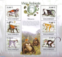 Mozambique 2010 Monkeys 6v M/s, Mint NH, Nature - Monkeys - Mozambique