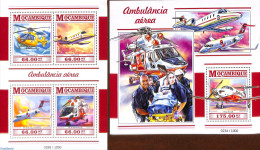 Mozambique 2015 Flying Ambulances 2 S/s, Mint NH, Health - Transport - Health - Helicopters - Aircraft & Aviation - Helicópteros
