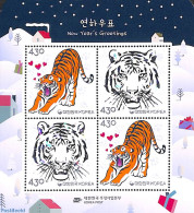 Korea, South 2021 Year Of The Tiger S/s, Mint NH, Nature - Various - Cat Family - Holograms - New Year - Hologrammen