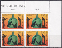 FINNLAND 1981 Mi-Nr. 879 ** MNH Eckrand-Viererblock - Nuovi