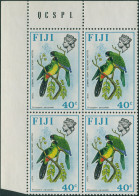 Fiji 1971 SG447 40c Yellow-breasted Musk Parrot Corner Block MNH - Fidji (1970-...)