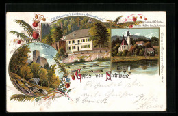 Lithographie Haibach Ob Der Donau, Steinwand, Ruine Stauf, C. Helletsgruber's Gasthaus  - Other & Unclassified