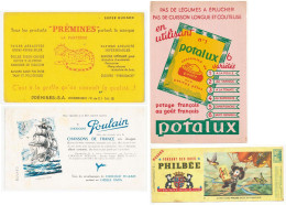 Lot De 4 Buvards (38) PHILBEE Parachute - POTALUX - POULAIN - PREMINES Avec Défauts :taches, Pliures,déchirures Etc. Etc - Collections, Lots & Séries