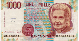 Italia 1996 1000 £. Montessori - 1000 Lire