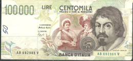 Italia  100000 £. Caravaggio Fazio/Amici - 100.000 Lire